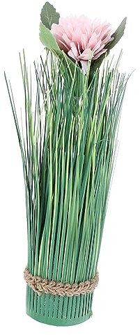 LIFKICH Pink Pvc Onion Grass Faux Plant Artificial Outdoor Grass Unique Decor for Your Home Office