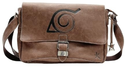 Abysse Corp Naruto Shippuden - Tasche - Konoha Logo - Cosplay Umhängetasche - Schultertasche - Braun