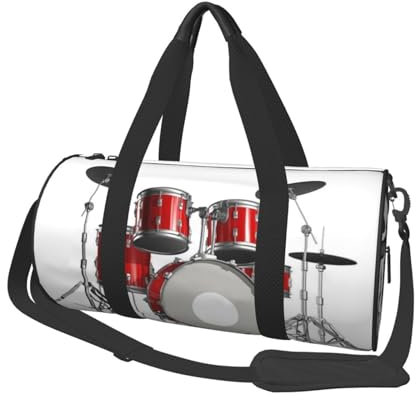 Cool Drum Set Print Round Large Capacity Travel Bag Multifunktionale Aufbewahrungstasche, Schwarz , Einheitsgröße