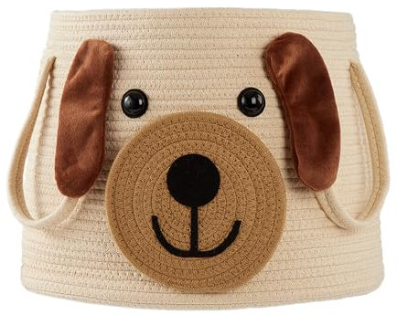 Hugaboom Großer Hundekorb mit Griffen, niedlicher Wäschekorb, Spielzeug-Aufbewahrungskorb, Baby-Geschenkkorb, Tierkorb für Kinderzimmer, Kleidung, Handtücher, Hunde/Katzenspielzeug