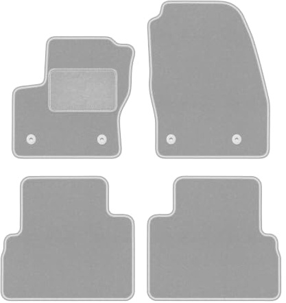 Velours-Fußmatten passend für Ford C-MAX MK2 2015-2019, Grau, OSLO | passend für Minivan; Velours-Teppich (Polypropylen), ca. 6,5 mm; rutschfest, runde Befestigungen (Typ FC)