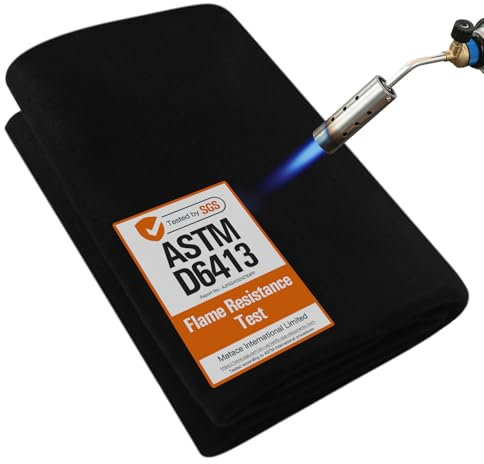 Matace 40x40 Inch Large Fireproof Welding Blanket & Pad, 5mm Thickened Fire Resistant Carbon Felt Cloth, Flame Retardant Fabric, Heat Shield for Grill Cover, Soldering, Firepit, Smoker, Black