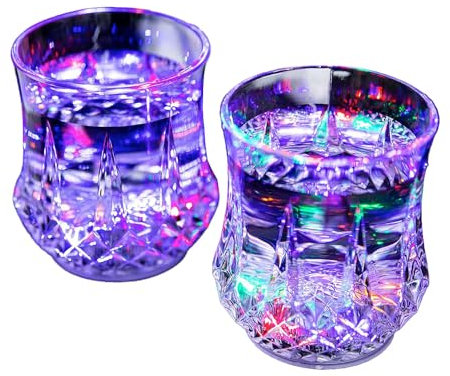 Easylife Colour Changing Light Up Drinking Glasses (Set of 2). Light Up Wine Glasses, Liquid Activated Fun Glasses, Acrylic LED Wine Glasses, Battery Powered Glasses with Lights - Fully Guaranteed