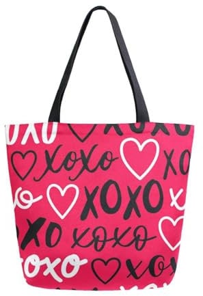 Strandtasche Wort Xoxo Mit Herz Einkaufstaschen Hochwertige Tragetasche Ideal Tote Bag Für Reise Mädchen Einkaufen 40X50cm