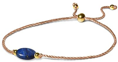 PURAJA Edelstein Armband Damen | Lapislazuli | Mit 18k echt vergoldeten Edelstahl Perlen | Handgemacht | Glücksarmband Damen | Mutmacher
