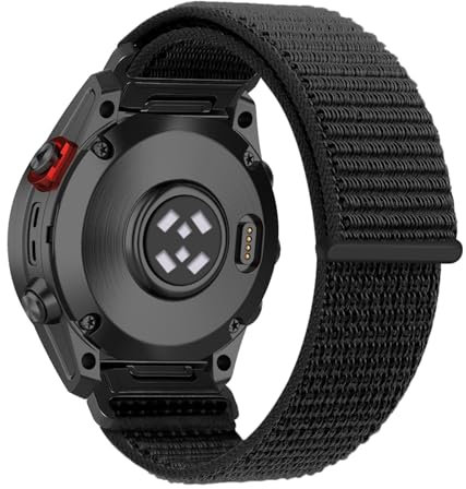 RanBluu QuickFit 26 mm Nylon Armband für Garmin Tactix 8 51mm/fēnix 8 51mm/Enduro 3/Fenix 7X/7X Pro/Fenix 6X, Klettverschluss Ersatzarmband, Sport Loop Armbänder für Garmin Descent Mk3i, Schwarz