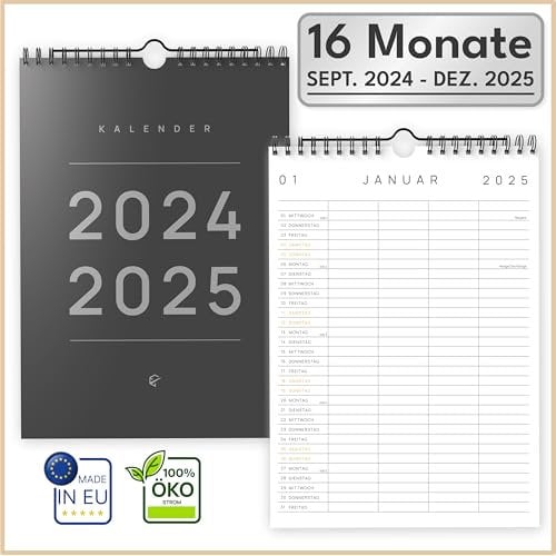 UNITURE® Familienplaner 2025 -DIN A4 Familienplaner 2025 [mit 4 Spalten] Familienkalender 2025, Kalender 2025 Wandkalender, Wandkalender 2025, Jahreskalender 2025 im praktischen DIN A4 Format