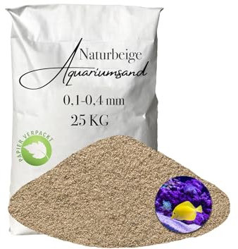 Aquariumsand Aquariumkies beige im 25 kg Sack kantengerundet gewaschen ungefärbt 0,1-0,4 mm papierverpackt