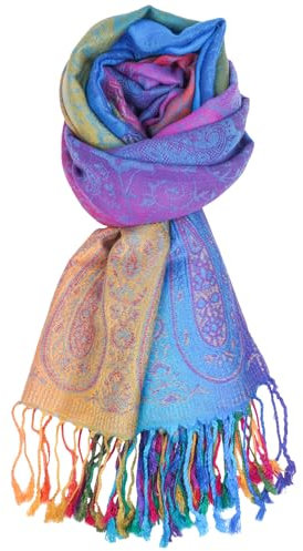 KRIPINC Mehrfarbige Schals & Tücher für Damen, Bunter Jacquard Schal mit Quasten, Ethnische Tücher im Vintage-Stil, Stola für Abendkleid Festlich Reisen Fotoshooting (Stil B)
