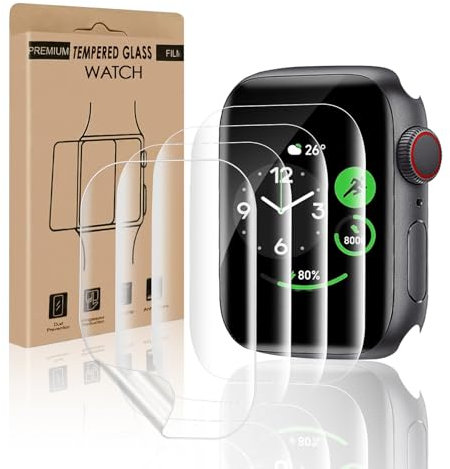 VSEER 4 Stück TPU Schutzfolie für Panzerglas für Apple Watch Series 7/8/9 41mm, HD-Klar Anti-Bläschen Anti-Schmutz Apple Watch 9 41mm Panzerfolie, Einfache Installation Apple Watch 7/8 41mm Schutzglas