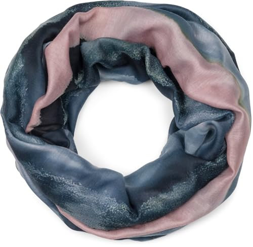styleBREAKER Damen Loop Schal mit elegantem Aquarell-Farbverlauf, Leichter und weicher Schlauchschal, mehrfarbig 01017163, Farbe:Schwarz-Grau