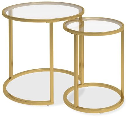 Vicco Beistelltisch-Set Sevilla, 2-teiliger Sofatisch, Glas, 50 x 45,5 cm 2er Set