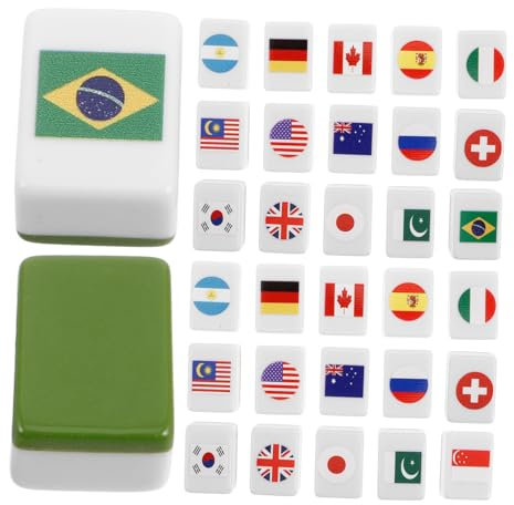 JOINPAYA 48 Teiliges Mahjong Set Bausteine Party Plattenspieler Spiel Fluchtspiele Spielzeug Essen Picknick Spiele Push Kachelspiel Flaggenspiel Für Frühlingspicknick Majong