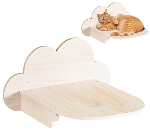 Teeloray Kletterwand Katze in Wolkenform, 57 x 29cm Kletterwand Katze und Sitzstangen für Wand mit Kratzbrett, Große Katzenwandmöbel, Katzentreppe Wand Katzenregal zum Spielen, Schlafen, Klettern