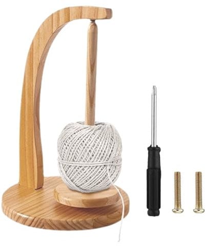 MVCUASF Wooden Yarn Holder Yarn Ball Holde Wool Unwinder Wool Holder for Knitting & Crocheting Rotating Magnetic Yarn Ball Dispenser Yarn Shaft Rotating Tool for Knitting Lovers(Log Color)