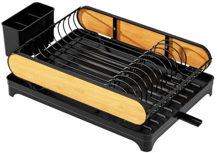 YUXITA Escurridor de platos resistente, organizador portátil para encimera, suministros de cocina con soporte para utensilios de cocina para el hogar