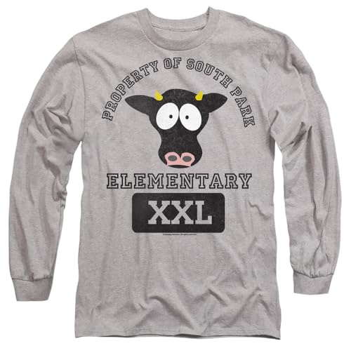 South Park Cows Mens Long Sleeve T Shirt, Athletic Heather, XX-Large