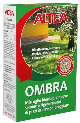 Altea semi prato per ombra, sementi per prati con poca luce, scatola pronta all'uso, ideale per tutte le stagioni, nuova semina o rigenerazione del prato, scatola da 1kg 40mq