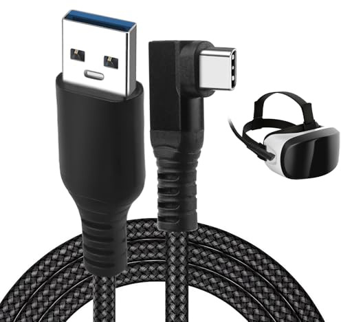 3Meters VR Link Cable USB to USB-C for Meta/Oculus Quest3/Quest2/Pro, 90 Degree 3A Nylon Braided USB C to A Link Cable Fast Charging Data Transfer USB A to Type C Lead for Oculus VR Headset PICO 4