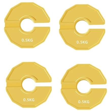 Harewtwy 0,5 Kg D'Assiettes Fractionnaires en Caoutchouc Jaune pour Haltères, 4 Pièces, Micro-Poids D'Entraînement en Force