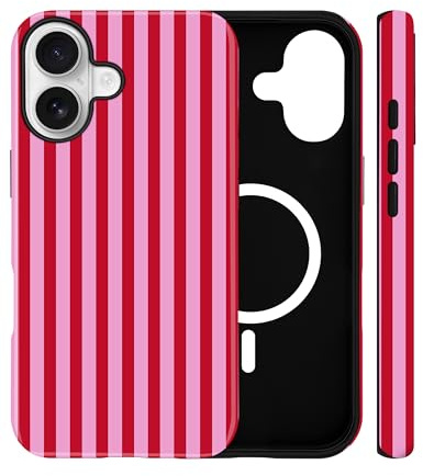 Jusy Magnetische Gestreifte Hülle für iPhone 17, Rot