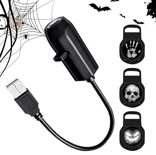 Halloween Nachtlicht Projektor | 3 Modi Magnetischer Halloween Haus Projektor - USB-Betriebene 360-Grad Drehbare Geisterskelett Lampe mit Handflächenabdruck für Gruseldekoration und Spukhaus