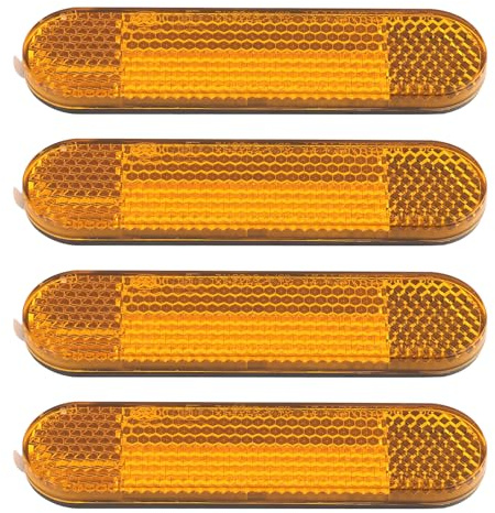 Sariputa 4 Stück Motorrad Fahrrad Reflektor 96 x 24 x 8mm, Gabel Reflektor Gelb Rechteckiger Reflektor Selbstklebend Seitliche Rückstrahler für Motorrad Fahrrad Scooter Selbstklebend
