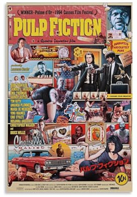 Gufatoo Pulp Poster Fiction Film Vintage Movie Cover Comics Für Zimmer, Ästhetische Leinwand-Wandkunst, Schlafzimmer-Dekor Posters 16x24inch(40x60cm)