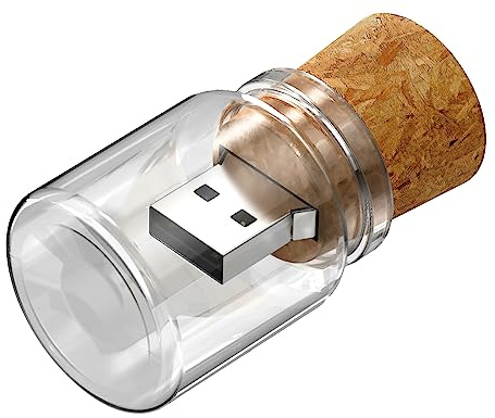 USB-Flash-Laufwerke USB 2.0 Speicherstick Glas Flash Drive, Kepmem USB Stick 64 GB Hölzern 64GB, Memory Stick für Tablet, PC Geschenk Kreative Kork für Freund, Schule, Kind