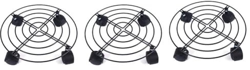 Lawnoval 3er Set Rollwagen Pflanzwagen Metall Blumentopf Rollwagen mit Rollen für Innen & Außen 27cm Durchmesser Schwarz