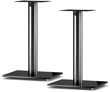 Sonorous SP100-40 Noir – Pieds d’Enceintes 40 cm (Paire) | Aluminium & Verre Trempé | Supporte Jusqu’à 20 kg par Pied | Gestion des Câbles Intégrée.