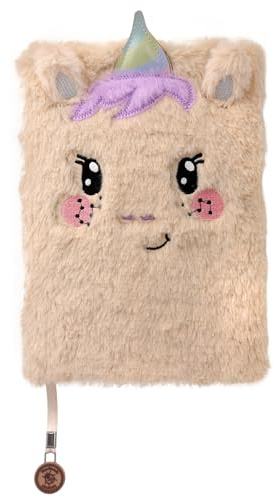 Lulubug Notizbuch A5 Plüsch - Einhorn Fairy | Lesezeichen, 80 Seiten, A5 gepunktet | Süßes Tagebuch A5 Dotted | Flauschiges Notizheft | Geschenkidee für Schulkinder, Erwachsene, Mädchen, Kinder