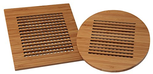 Totally Bamboo BA206626 Set de 2 dessous de plat en bambou 20 x 20 cm et Ø20 cm