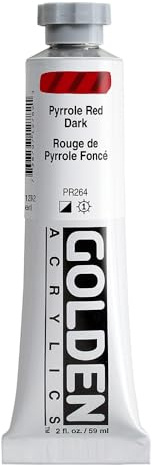 GOLDEN Heavy Body Acrylics by, Pyrrole Red Dark, 59 ml Tube, Professional Acrylic Paint, Semi-Opaque