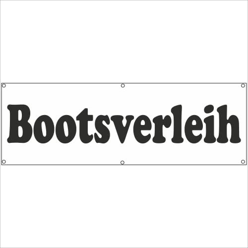 Indigos UG - Plane wasserdicht Gerüstplane - p128 - Bootsverleih - Banner - 200 cm x 67 cm - Baustelle, Garten, Zaun oder Veranstaltung im Sommer - Werbeplane, Werbung
