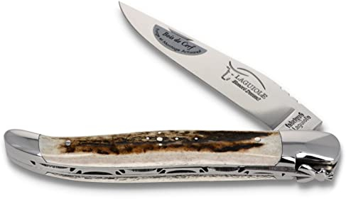Laguiole Honoré Durand Taschenmesser Griff Hirschhorn 12 cm Messer Klinge und Backen glänzend