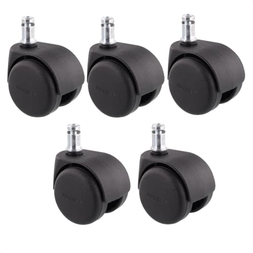 WAGNER Drehstuhlrollen/Bürostuhlrollen 5tlg. Set - HART - Durchmesser Ø 50 mm, Bauhöhe 60 mm, intervallgebremst, Steckstift 11 x 20 mm, Tragkraft 50 kg/Rolle - Made in Germany - 02500161