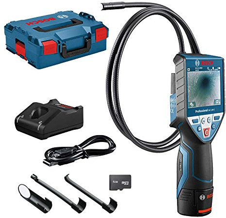 Bosch Professional 12V System Inspection Camera GIC 120 C (12V battery + charger, cable length: 120 cm, display: 3.5’’, in L-Boxx)