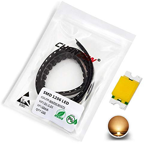 Chanzon 100 Stück SMD 1206 (3,2 mm x 1,6 mm) Warmweiße LED-Dioden leuchten 3V 20mA Glühbirnen Lampen Elektronikkomponenten Anzeigeleuchtdioden