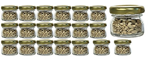 hocz 20er Set Sturzgläser Mini Gläser | Füllmenge 30 ml | Deckelfarbe Gold | To 43 Rundgläser Marmeladengläser Obstgläser Einweckgläser Honig Gläser Einmachgläser Portionsgläser Probiergläser Imker