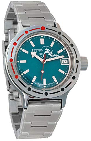 Vostok Amphibian Automatik-Herren-Armbanduhr, selbstaufziehend, Militär Taucher Amphibia Gehäuse Armbanduhr #420059 Taucher 40 mm Stahl 2