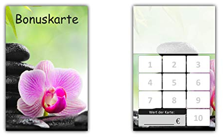 100 Stück Bonuskarten Wellness (BOK-416) mit 10 Stempelfeldern Neutrale Treuekarten Orchidee