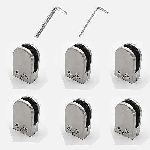 Anyasen Morsetto Vetro Supporto per Vetro in Acciaio Inox 304 6 Pezzi 6-8mm con 2 Chiavi Esagonali per Corrimano Scale Balaustra
