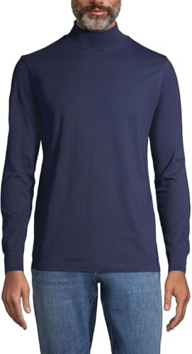 Lands' End - Men's Super-T Polo Neck Turtleneck Top - Ringspun Combed Cotton Blend Jersey - Easy-Care Finish - Traditional Fit - Men's Clothing, Winter Clothes | Breathable Cotton Jersey, Rib Knit Trim With Spandex, Mid-Hip Length, Layering, Big and Tall Sizes