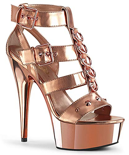 Higher Heels PleaserUSA Damen Sandaletten Delight-658 Gold-Rose/Gold-Rose Gr.38