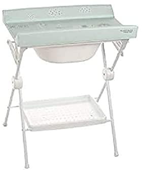 PLASTIMYR Bañera Cambiador Bebe Plegable LEA - Cambiador con Bandeja Organizadora y Patas Antideslizantes – Bañera Plegable Bebé Viaje Seguro y Compacto - Menta