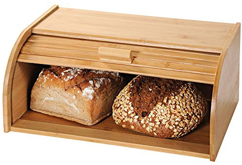 Kesper 58582 Großer Brotkasten aus Bambus mit Rollklappe, 40 x 27 x H17 cm, Frischhaltebox, Brotbox, FSC Brotkasen, Bambusholz, 1 Kilogram, Braun