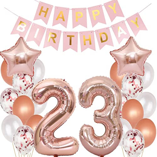 Luftballons 23. Geburtstag Dekoration Für Frauen - Rosegold 23 Jahre Geburtstagsdeko (23)