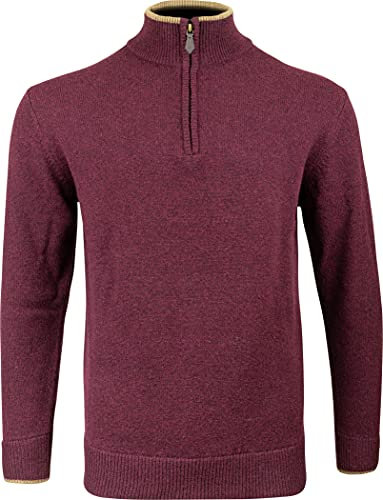 JACK PYKE Ashcombe - Strickpullover mit Reißverschluss - 100% Lammwolle - Pflaume - M