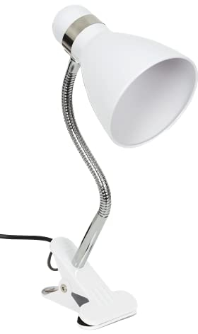 Bel Air Home - Flexo Lampe SICION mit Klemme für Schreibtisch - E27 Fassung, Metall Lampenschirm - klassischer kleiner Stil - 28x27x11cm, 475g (GLÜHBIRNE NICHT INBEGRIFFEN) (weiß)